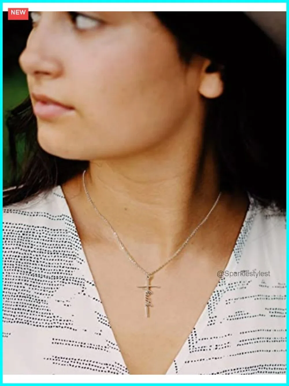 Faith Cross Pendant Necklace Stainless Steel Christian Religious Jewelry Gift